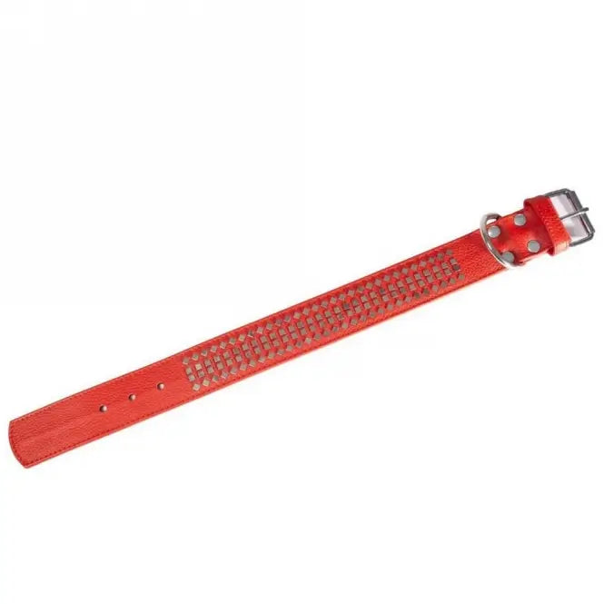 Karlie Vintage Halsband mit 4eck-Nieten 50mm - Rot - 50cm / 50mm